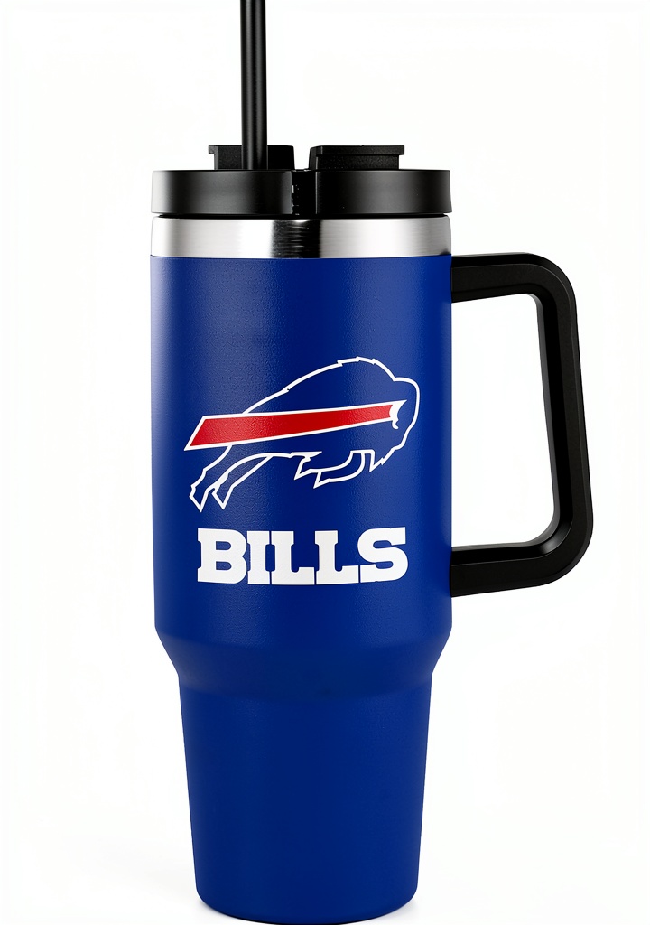 Team Beans blue tumbler being used at a sports stadium