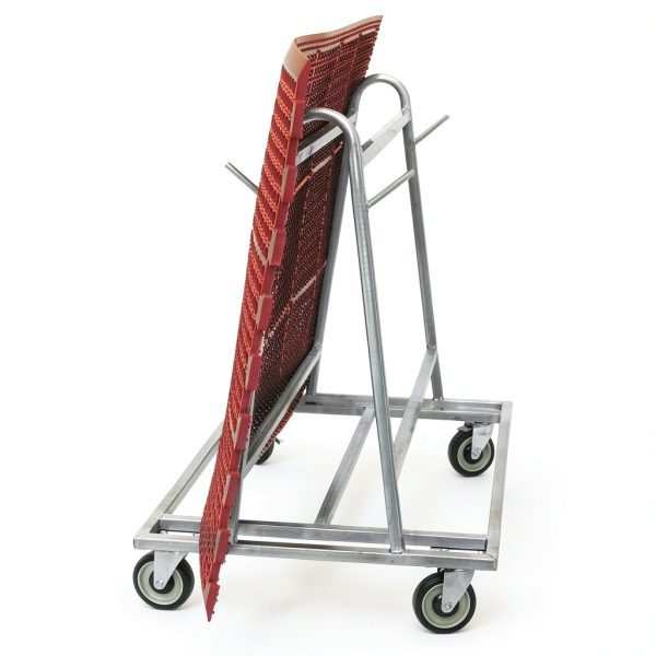 Cactus Mat Co. 6477-KD Portamat Transporter & Wash Rack 42" L x 28" W x 40" H 50 lb. Capacity Silver Steel Floor Mat Cart-1
