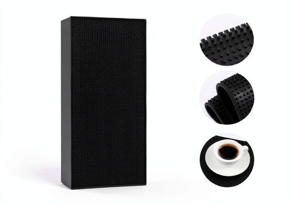 2 Pcs Bar Mat for Countertop 24 x 12 Inch, Large Non Slip Rubber Mat Service Spill Cocktail Bartending Coffee Bar Mats for Hot Dishes Restaurants Barbershop Clippers Hot Pads, Black-1
