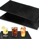 2 Pcs Bar Mat for Countertop 24 x 12 Inch, Large Non Slip Rubber Mat Service Spill Cocktail Bartending Coffee Bar Mats for Hot Dishes Restaurants Barbershop Clippers Hot Pads, Black-0