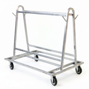 Cactus Mat Co. 6477-KD Portamat Transporter & Wash Rack 42" L x 28" W x 40" H 50 lb. Capacity Silver Steel Floor Mat Cart-0