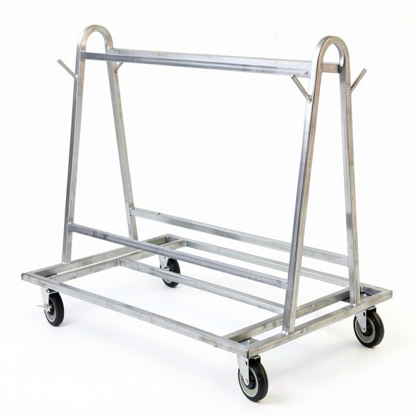 Cactus Mat Co. 6477-KD Portamat Transporter & Wash Rack 42" L x 28" W x 40" H 50 lb. Capacity Silver Steel Floor Mat Cart-0