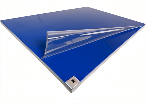 Cleanroom Sticky Mats with Base Pad, Include 5 Tacky Mats of 30 Sheets (150 Sheets Total) & 1 Non-Slip Hard Plastic Frame, Size 24x36 Inches, 50 Microns Per Sheet, Repositionable, Blue-3