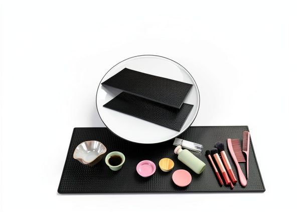 2 Pcs Bar Mat for Countertop 24 x 12 Inch, Large Non Slip Rubber Mat Service Spill Cocktail Bartending Coffee Bar Mats for Hot Dishes Restaurants Barbershop Clippers Hot Pads, Black-6