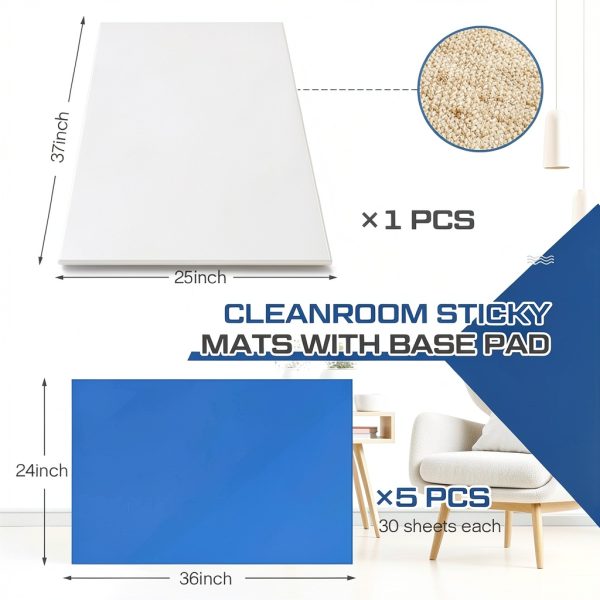 Nuanchu Adhesive Mat 24x36 Blue Tacky Dust Mats 5 Pack Non Slip Base-2