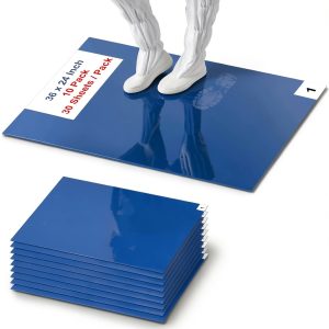 Sticky Mat Tacky Adhesive Pads 300 Sheets, 30 Sheets/Pack, 24'' x 36''/ 60 x 90 cm, Thickened Cleaning Mats for Shoes, Construction, Cleanroom, Laboratories, Hospitals, Dogs, Pets, Home- Blue-0