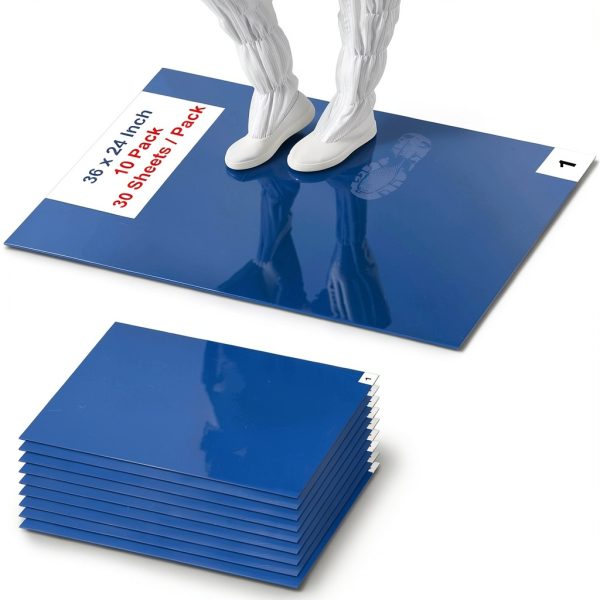 Sticky Mat Tacky Adhesive Pads 300 Sheets, 30 Sheets/Pack, 24'' x 36''/ 60 x 90 cm, Thickened Cleaning Mats for Shoes, Construction, Cleanroom, Laboratories, Hospitals, Dogs, Pets, Home- Blue-0