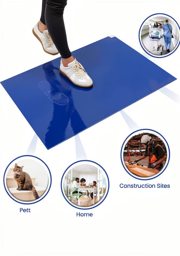 CALPALMY 150 Sheets 24" x 36" Adhesive Mats - Sticky Mat for Laboratories, Homes, Construction Sites, and More - Remove Dust and Dirt from Shoes and Equipment Wheels -Blue-5