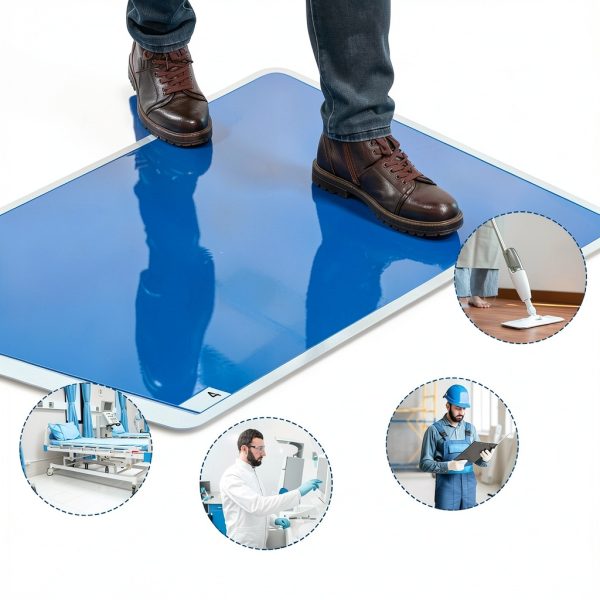 Nuanchu Adhesive Mat Pad Include 1 Sticky Non Slip Base Pad 2 Tacky Dust Mats Construction of 30 Sheets (60 Sheets Total) for Clean Room Science Lab Matting Laboratory Hospital(Blue,24x36 Inches)-5