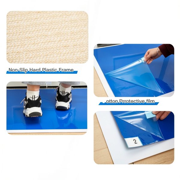 Nuanchu Adhesive Mat Pad Include 1 Sticky Non Slip Base Pad 2 Tacky Dust Mats Construction of 30 Sheets (60 Sheets Total) for Clean Room Science Lab Matting Laboratory Hospital(Blue,24x36 Inches)-3